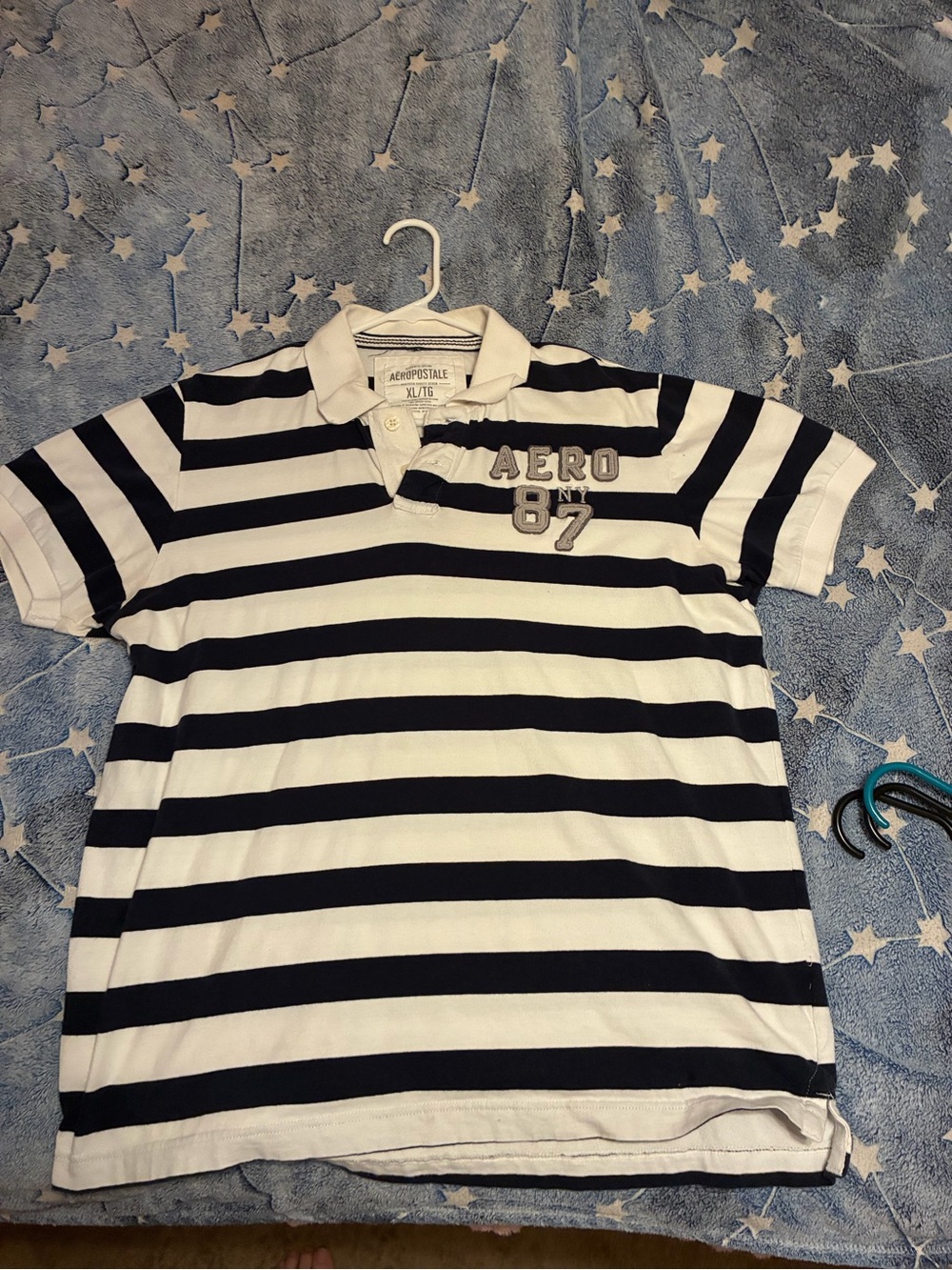 Aeropostale Navy & White Striped Boys Polo Shirt